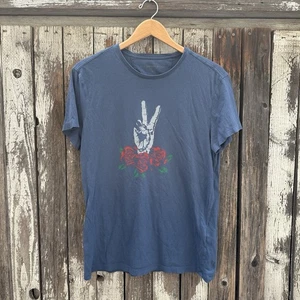John Varvatos USA Peace Sign Roses Graphic Men's T-Shirt Size M - Picture 1 of 6
