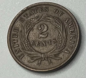 1865 Two Cent Piece 2C Civil War Coin Fine - Picture 1 of 2