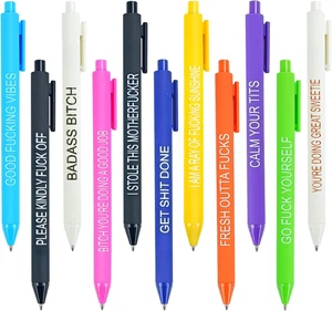 11 Stck. Lustige Schimpfwort Kugelschreiber für Erwachsene Büro Geschenk Mitarbeiter Humor - Bild 1 von 12