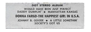 Donna Fargo, Would Have Been Just Perfect/Daddy Dumplin, 33's Jukebox Label  - Picture 1 of 1