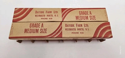 Caja de cartón de huevos vintage Bayside Farm Weymouth Nueva Escocia Foto 1 de 4
