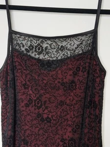 VTG Connected Apparel Maxi Dress SZ 6 Black Red Vampire 90s Whimsygoth Witch - Picture 1 of 12