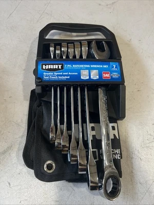 HART 7-Piece SAE Ratcheting Wrench Set with Tool Pouch, Chrome NEW! - Image 1 of 2