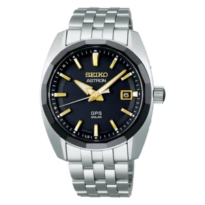 New Seiko Astron GPS Solar Stainless Steel Black Dial Men's Watch SSJ011 - Picture 1 of 2