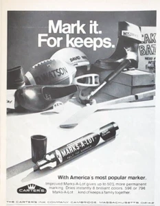 PRINT AD Carters Marks A Lot Permanent Felt Tip Markers 1969 5x6 SMALL Football - Picture 1 of 1