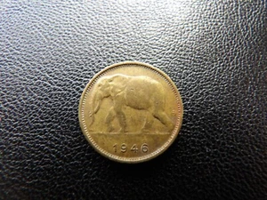 Belgian  Belgium Congo 1946 1 Frank coin African Elephant (26) - Picture 1 of 7