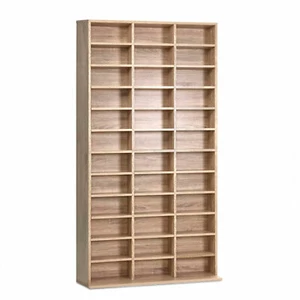 Adjustable CD DVD Book Storage Shelf Rack Stand Unit Holds 1116 CDs 528 DVDs Oak - Picture 1 of 6