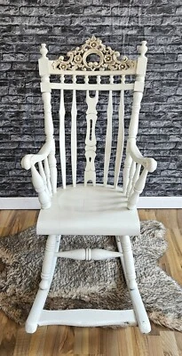 Schaukelstuhl Schwingsessel Relaxsessel Holz Shabby Look - Bild 1 von 4