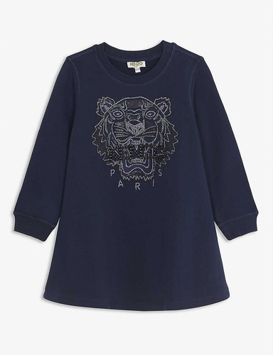 Abito maglione cotone logo tigre perline Kenzo nuovo con etichette 8 anni