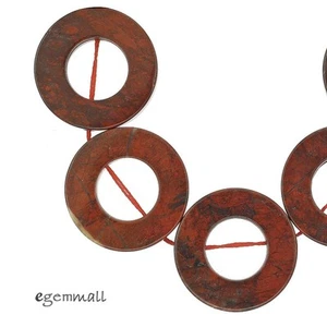 5PC Red Brecciated Jasper Donut Circle Pendant Beads 26mm #69152 - Bild 1 von 2