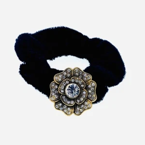 Flower Hair Rope Wrap Rhinestone Crystal Scrunchies Ponytail Holder Gold F68 - Picture 1 of 2