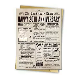 20th anniversary wife husband jumbo cards gifts vintage couple wedding card - Picture 1 of 6