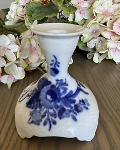 Single Royal Copenhagen Blue Flowers Braided Candlestick 10/1711 Footed Curved - Picture 1 of 2