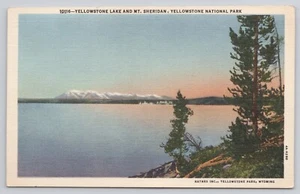Postal del Parque Nacional Yellowstone Lake Mt Sheridan Yellowstone Wyoming c1934 - Imagen 1 de 2
