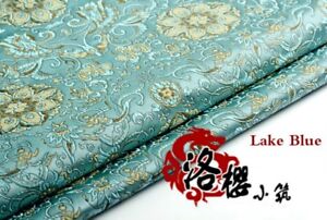 Jacquard Brocade Satin Faux Silk Fabric Lotus Floral Retro Costume Decor Luxury