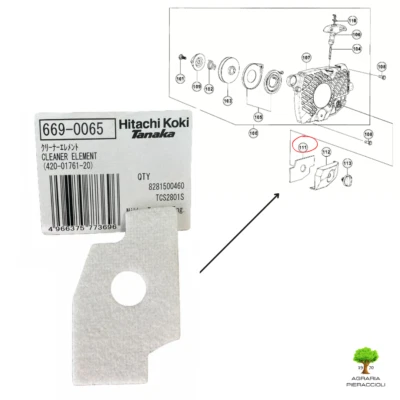 FILTRO ARIA ORIGINALE HITACHI 6690065 MOTOSEGA CS25EC S/SC TANAKA TCS 2801 S/SC
