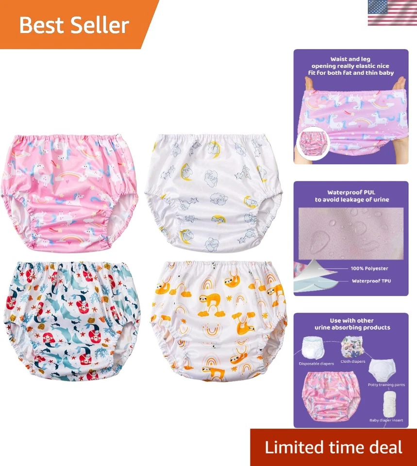 Cuteness Meets Convenience - Capas de fraldas impermeáveis para meninas tamanho 5T (4 peças) - Imagem 1 de 4