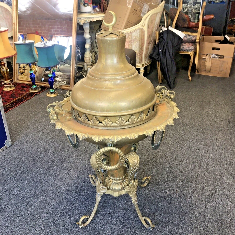 Antiguo calentador de latón turco original, olla caliente, brasero de mangal 40" x 23" pulgadas Foto 1 de 4