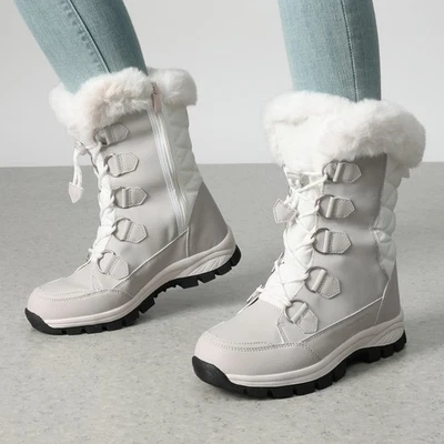 Women Winter Ski Boots Waterproof Insulated Mid Calf Snow Boots for Cold Weather - Image 1 of 4