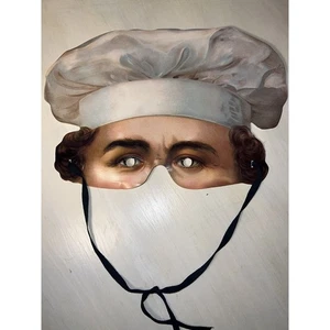 Máscara de papel victoriana vintage Paper Masters "The Chef" años 90-hecha en Inglaterra - Imagen 1 de 8