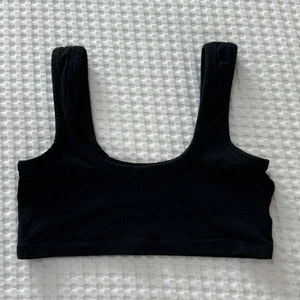 ARQ Wide Strap Bra Bralette Organic Cotton Blend Black Women’s Size Medium - Picture 1 of 7