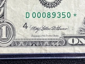 $1 Dollar Bill 1999 ( D ) SERIES 00089350 *STAR NOTE ONLY 320,000 - Picture 1 of 4
