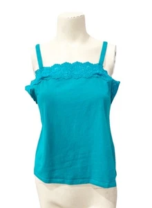 Cosabella Amore Love Camisole Top Teal Womens XL Lingerie Sleep Top Lace Trim - Picture 1 of 9