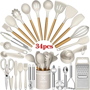 Kitchen Utensils Set- 34PCS Silicone Cooking Utensils with Holder, Heat Resistan - Picture 1 of 12