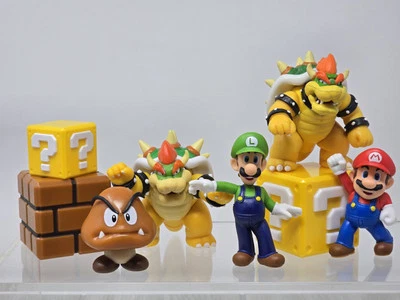 Nintendo Character Toy Lot - 8 Figures Mario Luigi Goomba Bowser Blocks 2.5" - Image 1 of 3