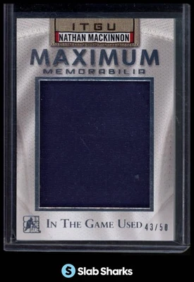 2015 LEAF IN THE GAME USED NATHAN MACKINNON MAXIMUM MEMORABILIA SILVER FOIL /50 - Image 1 of 4