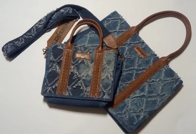 Bolso de Mano Wrangler y Bandolera Bolso de Mano Cartera Vintage Azul Denim Suroeste  Foto 1 de 4