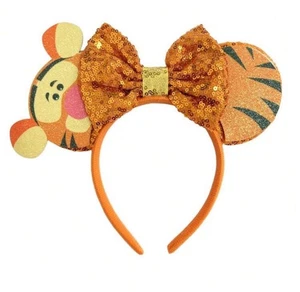NUOVO cappello orecchie Disney TIGGER WINNIE THE POOH Topolino fascia TIGER STRIPES fiocco - Foto 1 di 3