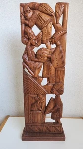 Vtg African HandCarved Wood Sculpture Made in Nigeria- Washington DC Gallery Art - Picture 1 of 7