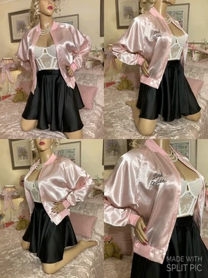 HIGH GLOSS MIRROR SHINE LIQUID SATIN Pink Ladies GREASE Bomber Jacket - Image 1 of 4