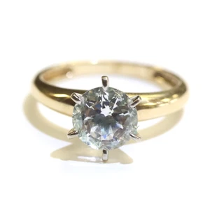 14k yellow gold 8mm round CZ cubic zirconia ring solitaire engagement 3.0g 7.25 - Picture 1 of 8