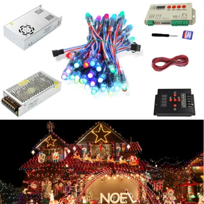 DC5V 12V WS2811 Pixels Digital LED String Lights Waterproof RGB Full Color 12MM - Image 1 of 4