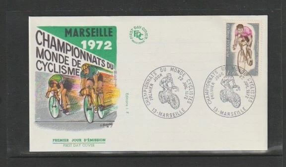 France 1972 SG1974 FDC (Marseille) World Cycling Championships-Gap-Marseille - Image 1 of 1