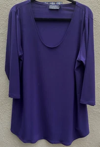Sympli Tunic Top sz 0G Purple 3/4 Sleeve  Slits at Sides - Picture 1 of 7