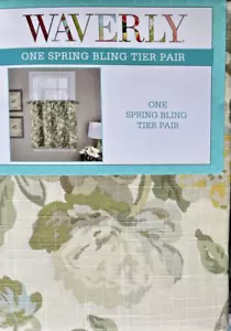 Waverly, One Spring Bling Tier Pair, Platinum, 52"x36", New - Picture 1 of 5