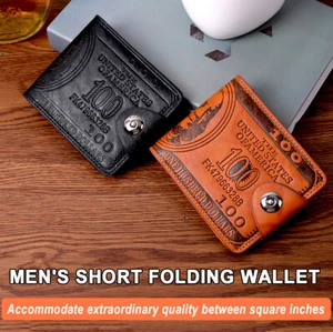 Cartera portátil plegable vintage con cremallera de cuero PU $100 para hombre con estampado EE. UU. - Imagen 1 de 17