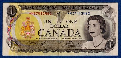 Canada $1 (1973) BC-46aA / P-85a(1) REPLACEMENT NOTE (Circulated) *MZ7432462 - Image 1 of 3