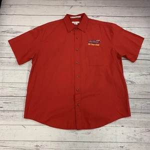 Feather Lite Kansas Speed Way Red Short Sleeve Button Up Size XL - Picture 1 of 5