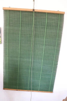 Store rideau bois ancien Art Deco 30/40  panneau fenêtre vert 77,7 cm / 117.5 cm - Photo 1/4