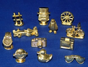 Monopoly Gold Metal Tokens Spares Movers Pieces - Please Choose:- - Picture 1 of 13