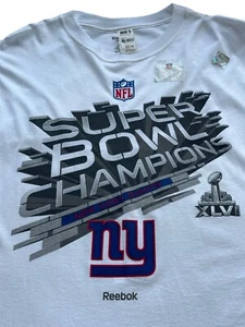 Camisa NY Giants Super Bowl XLVI 2X-Grande Blanca Manga Larga Cuello Redondo Pullover - Imagen 1 de 10