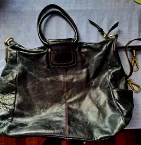 Vtg xlarge black leather Hobo Original Sheila bag double handle & shoulder strap - Picture 1 of 6