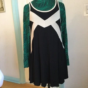 Warehouse Tunika/Kleid - 12/14 - schwarz mit cremefarbenen/beigen Paneelen - ärmellos - Bild 1 von 15