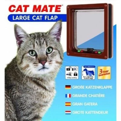 Pet Mate 4 Way Locking Large Cat Flap Brown - Small Dog 221B - Image 1 of 4