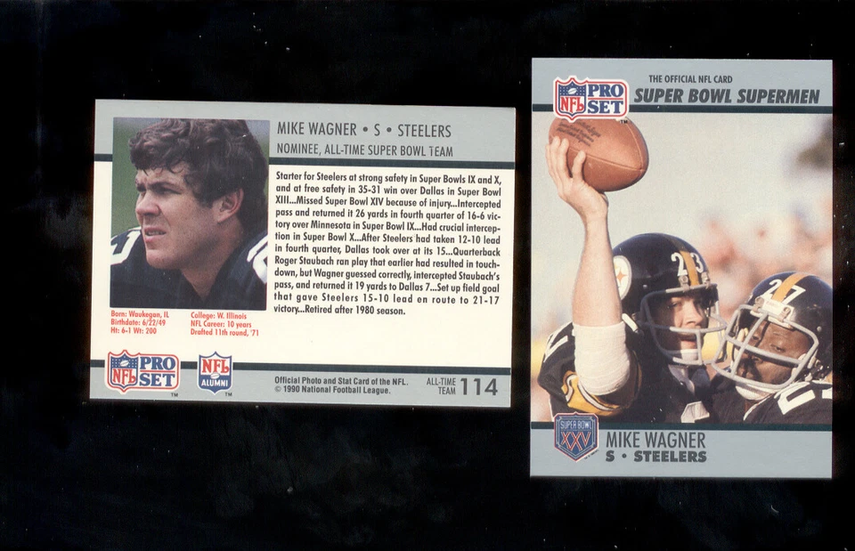1990 Pro Set MIKE WAGNER Pittsburgh Steelers Super Bowl XXV Commemorative Card - Image 1 of 1