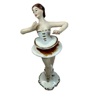 Dresden Lace Porcelain Ballerina White Gold Germany Figurine ** Damaged ** - Picture 1 of 16
